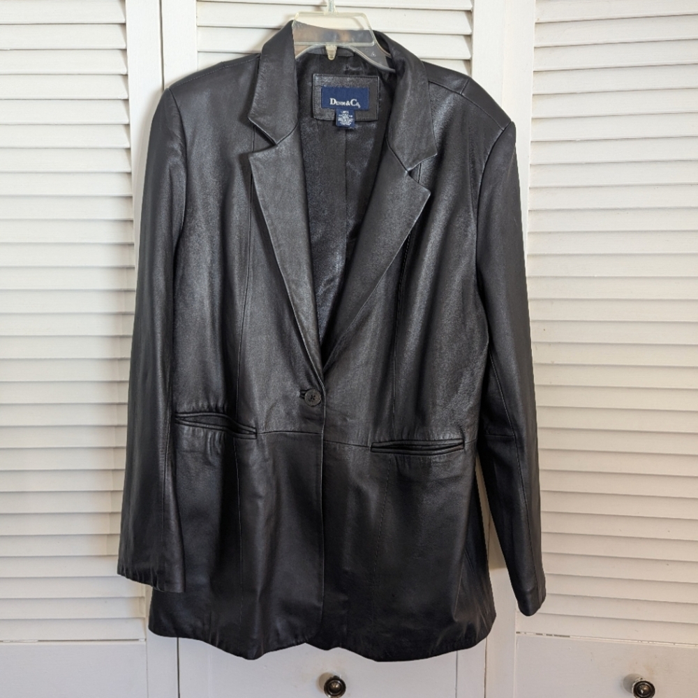 Denim & Co Black Leather Blazer